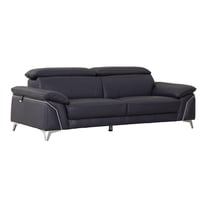 Titan Furnishings 87" Modern Genuine Italian Leather Sofa in Navy