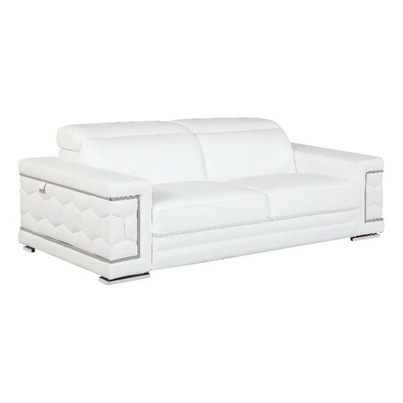 Titan Furnishings 89" Modern Genuine Italian Leather Sofa in White