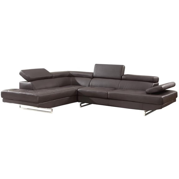 Titan Furnishings Faux Leather Sectional with Left Arm Facing in Brown