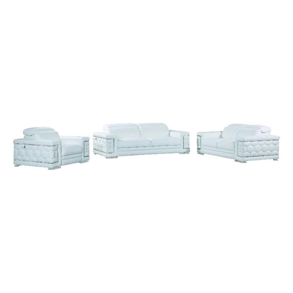 Titan Furnishings Genuine Italian Leather Upholstered Sofa Set in White