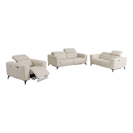 Titan Furnishings Italian Leather Sofa Set with Power Recliner in Beige