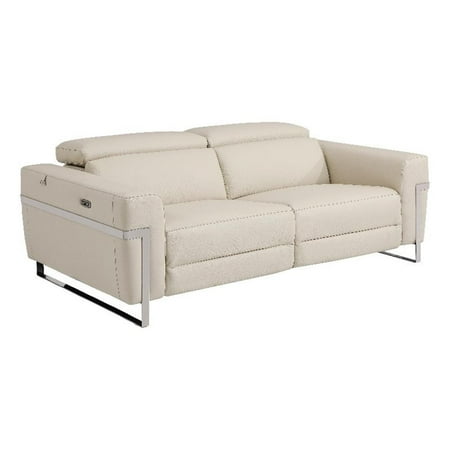 Titan Furnishings Italian Leather Sofa with Power Recliner in Beige