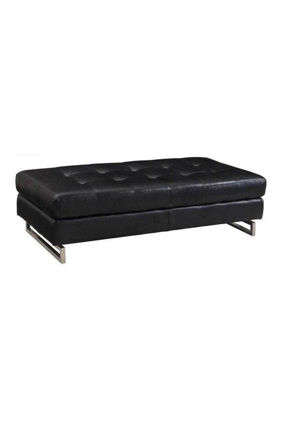 Modern Faux Leather Upholstered Ottoman in Black
