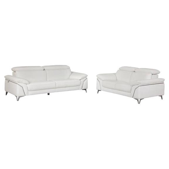 Titan Furnishings Modern Genuine Italian Leather Sofa & Loveseat Set  in White