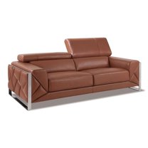 Titan Furnishings Modern Genuine Italian Leather Sofa in Camel Brown