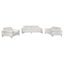 Titan Furnishings Modern Genuine Italian Leather Upholstered Sofa Set in White