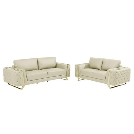 Titan Furnishings Modern Genuine Italian Leather Upholstered Sofa Set