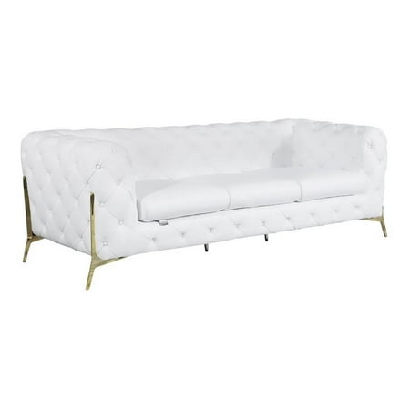 Titan Furnishings Modern Genuine Italian Leather Upholstered Sofa in White