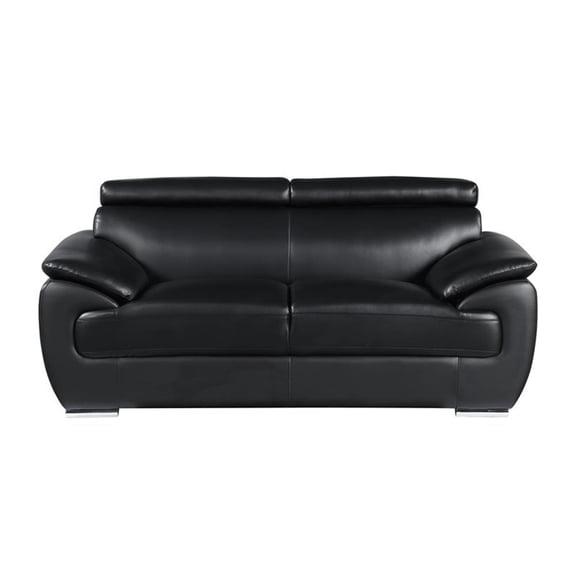 Titan Furnishings Modern Leather Upholstered Recliner Loveseat in Black
