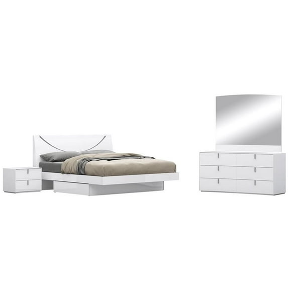 Titan Furnishings Polo 4-Piece Wood Eastern King Bedroom Set in White