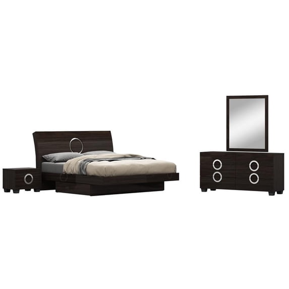 Titan Furnishings Rita 4-Piece Wood Eastern King Bedroom Set in Wenge color