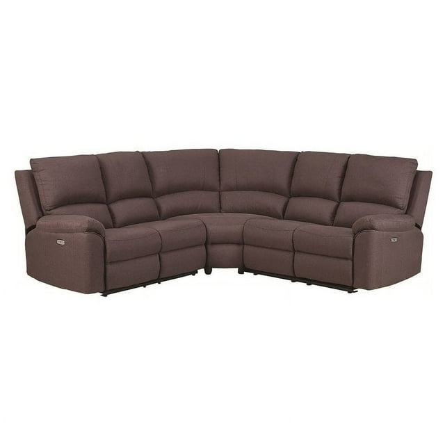 Titan Furnishings Transitional Chanille Fabric Power Reclining Sectional - Brown