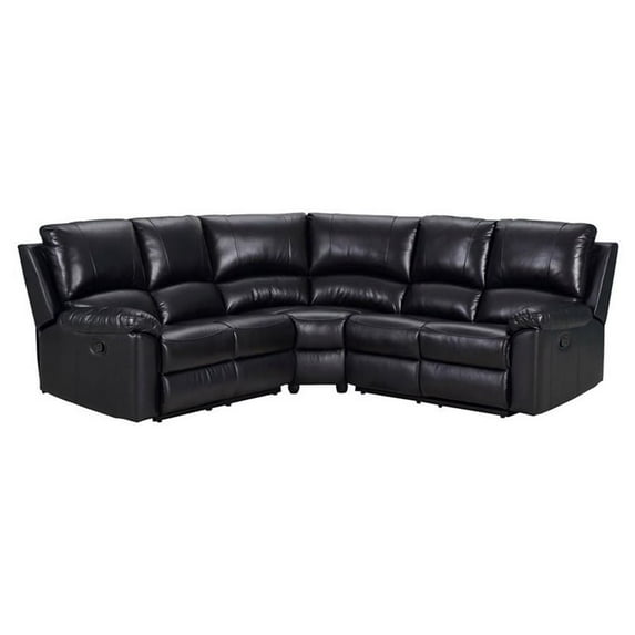 Titan Furnishings Transitional Faux Leather Power Reclining Sectional in Black