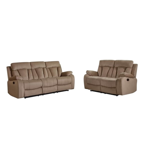 Titan Furnishings Transitional Microfiber Fabric Sofa and Loveseat in Beige