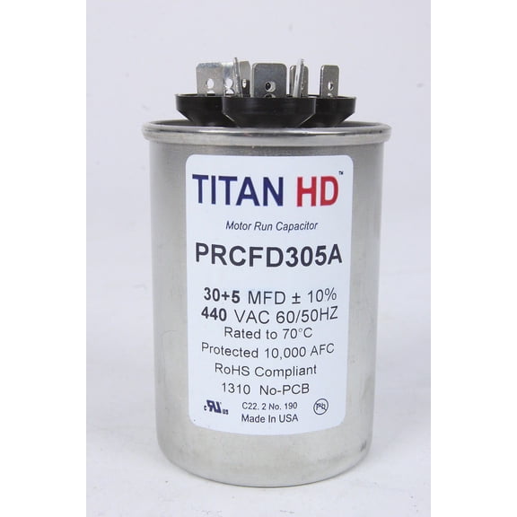 Titan Hd Run Capacitor 30+5 Mfd 440/370 Volt Round