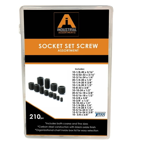 Titan Industrial Supply 210-Piece Socket Set Screw Assortment