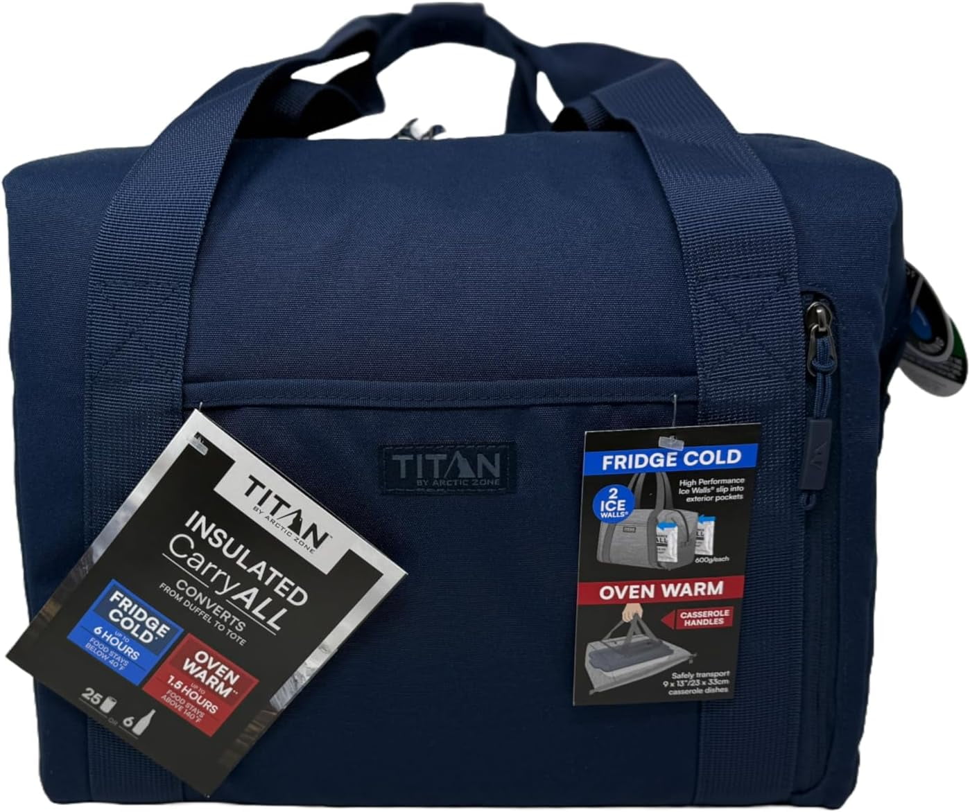 Titan Insulated Carry All Converts Duffel to Tote Blue 6 Hrs Cold 1.5 Hrs Hot