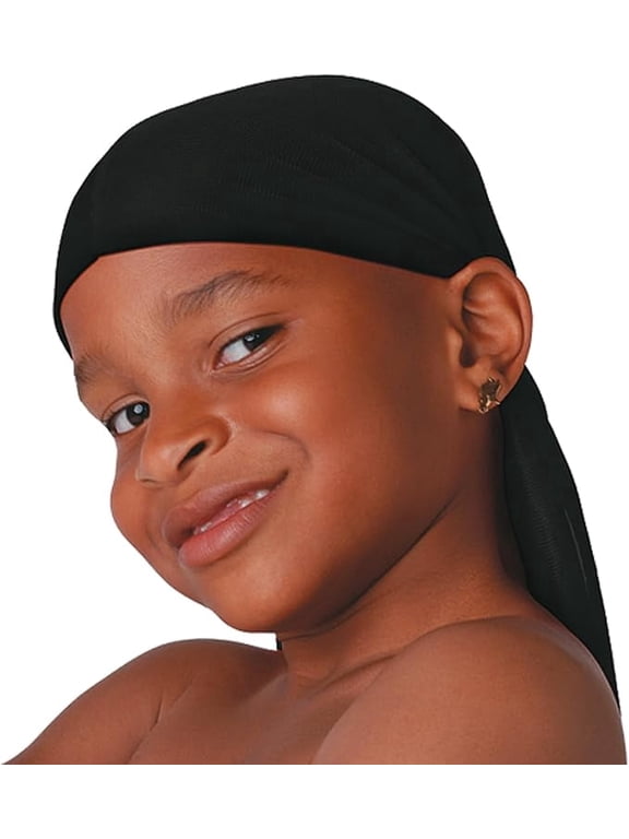 Titan Kids Black Comfort Ultra Stretch Satin Durag For All Hair 1 Pc