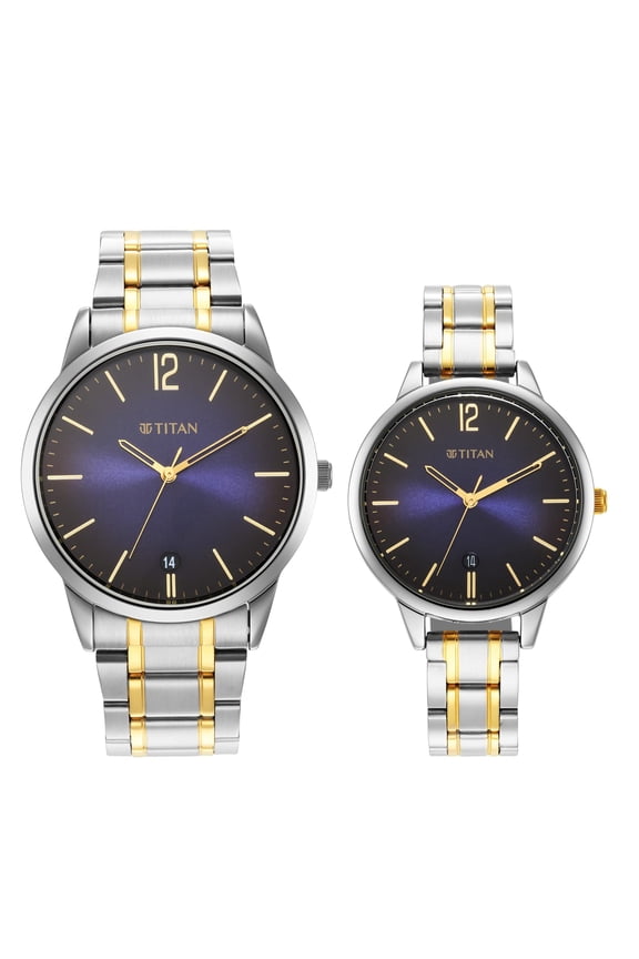 Men Stainless Steel Analog Blue Dial Watch-18062617Bm01, Band Color-Multicolor