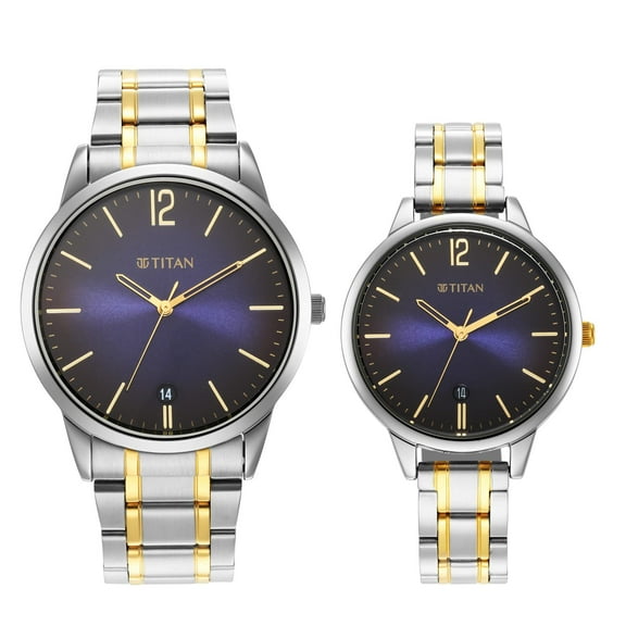 Titan Men Stainless Steel Analog Blue Dial Watch-18062617Bm01, Band Color-Multicolor