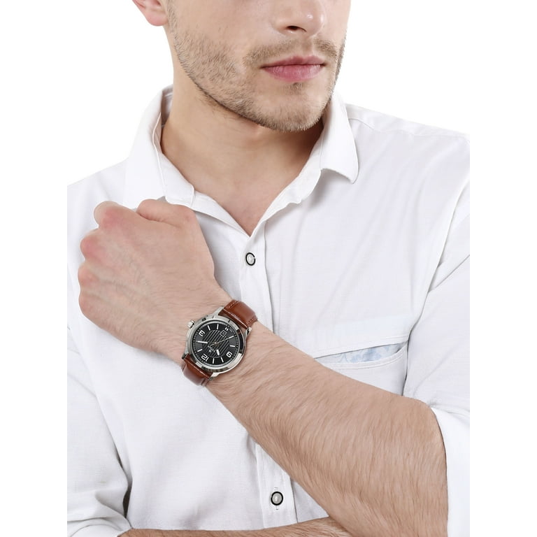 Titan Men s Neo Quartz Metal and Leather Casual Watch Color Brown Model 1730SL02