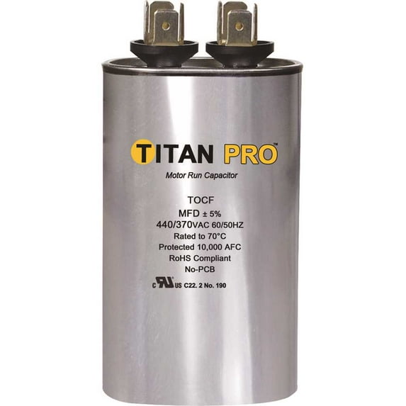 Titan Pro Motor Dual Run Cap, 25/5MFD, 370-440V, Oval TOCFD255