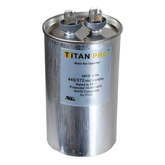 Titan Pro Motor Run Capacitor,50 MFD,5-1/4 In. H TRCF50