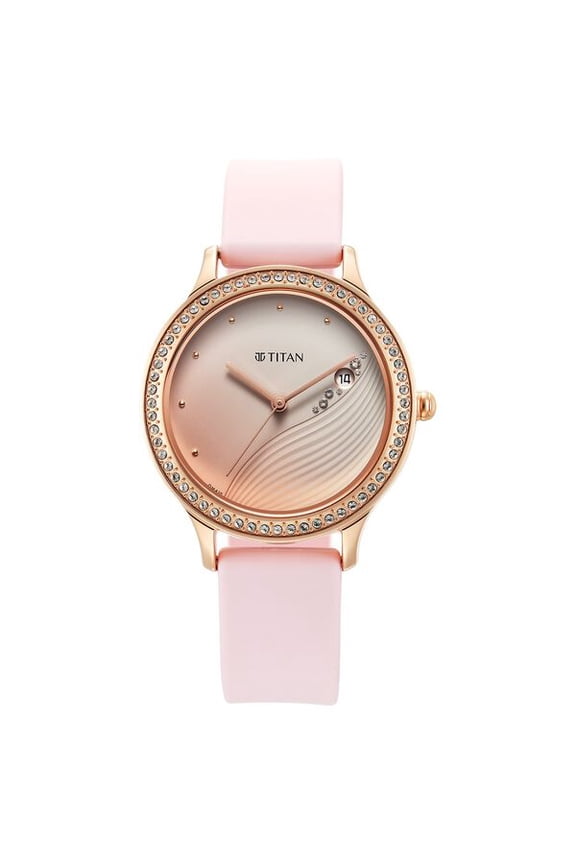 Purple Glam It Up Pink Dial Analog with Date Silicone Strap Watch for Women