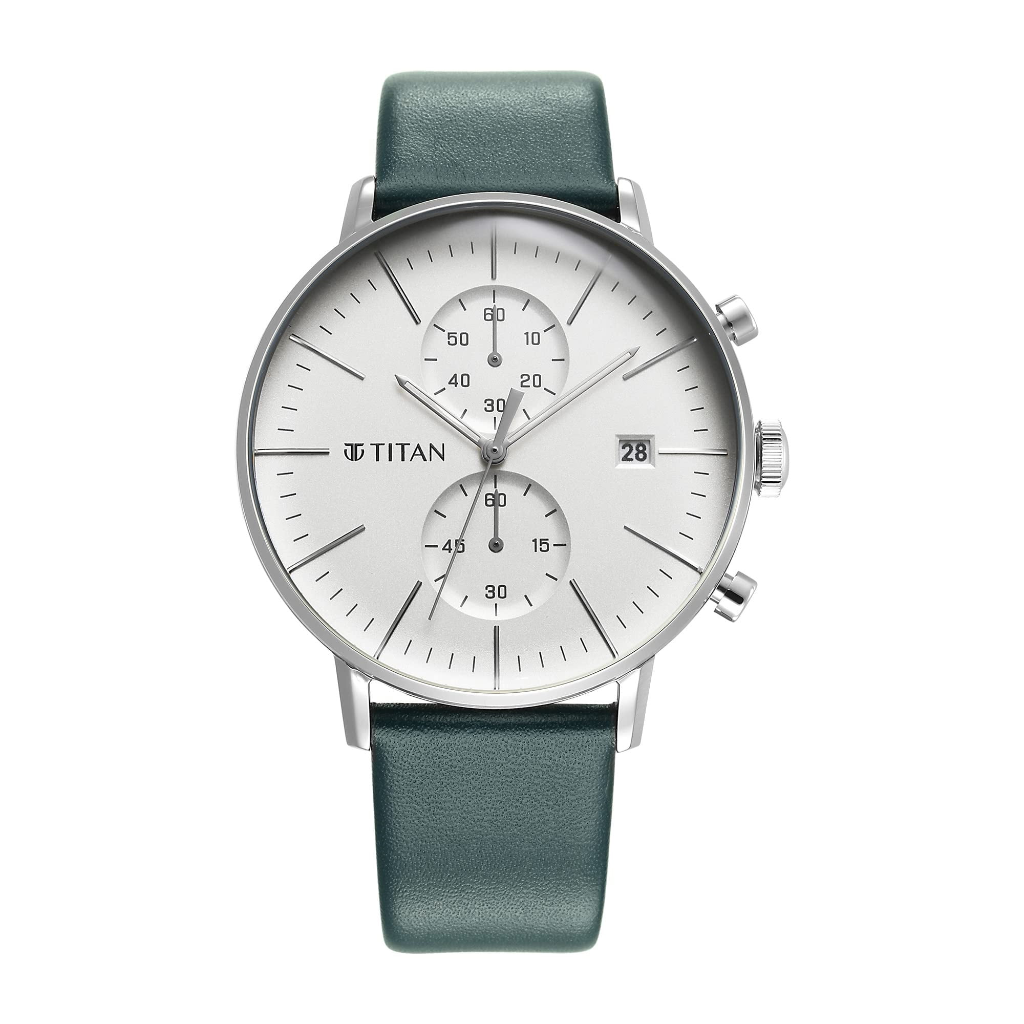 Titan Silver Chronograph Watch Mens Titan Quartz Chronograph