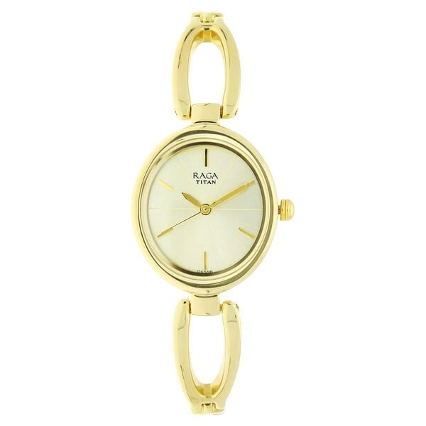 Titan Raga Viva Champagne Dial Golden Colour Metal Strap Watch for Women&nbsp;