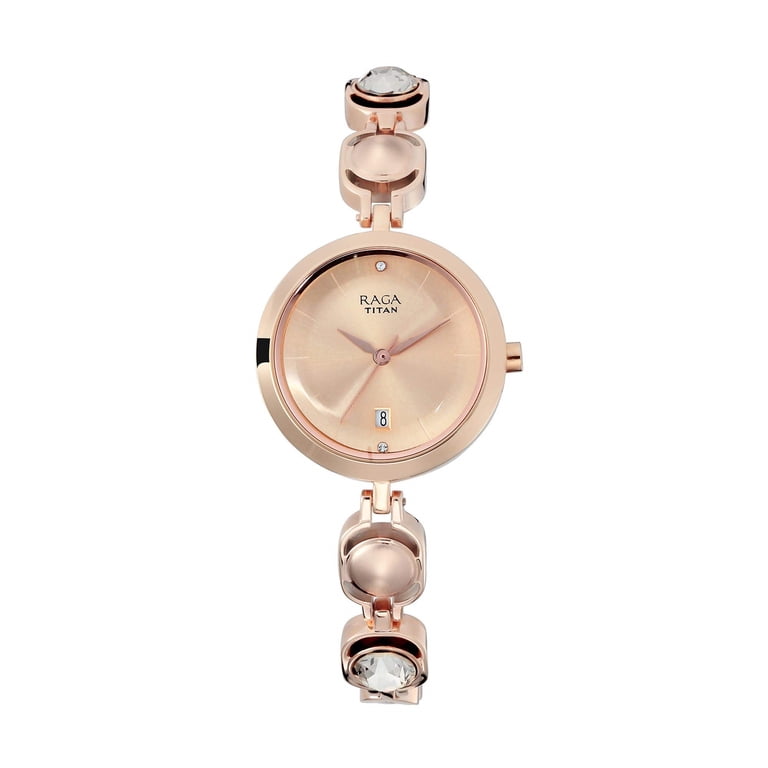 Titan Raga Viva Rose Gold Dial Analog with Date Metal Strap  display picture 2