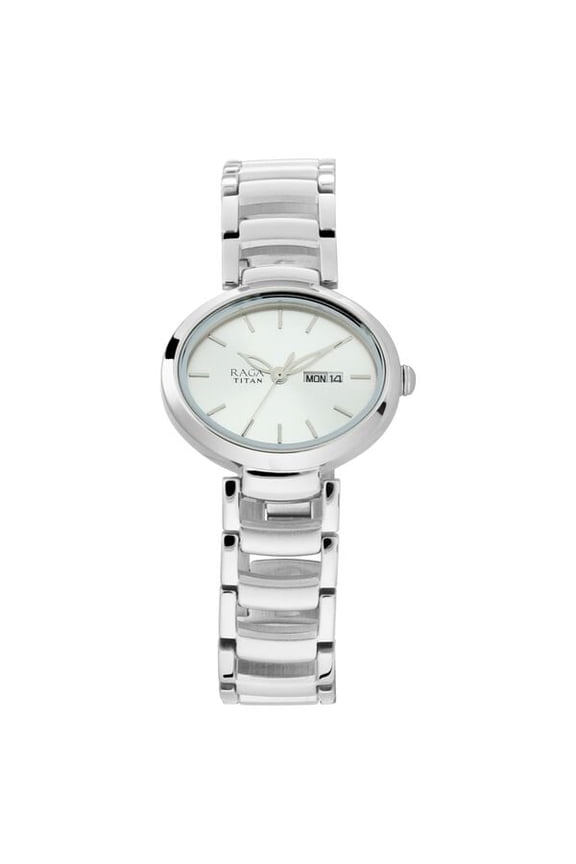 Raga Viva Silver Dial Analog with Day and Date Metal Strap Watch for Women