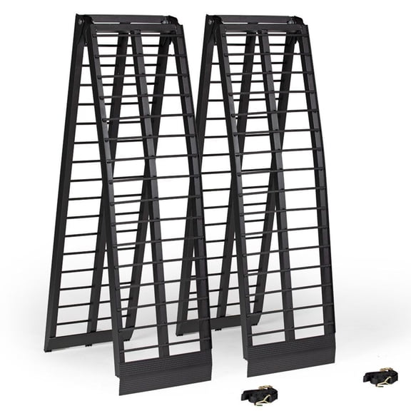 Titan Ramps 10 Ft Folding ATV Loading Ramp Arched Aluminum Design, Black, 2 Pack