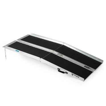 Titan Ramps 5 Foot Multi-Fold Aluminum Wheelchair Ramp w/Grip Surface, 600 Pound Capacity