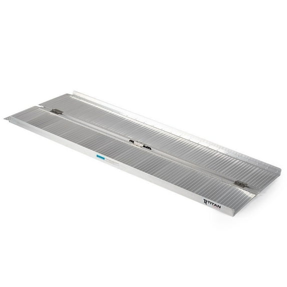 Titan Ramps 5 ft Silver single-fold aluminum wheelchair ramp, 600 pound capacity