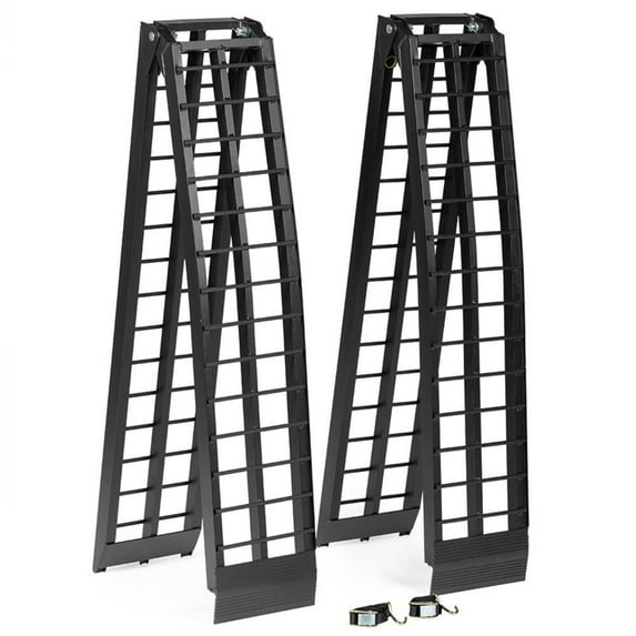 Titan Ramps 2 pack 9 ft folding ATV loading ramps, arched aluminum design, Black, 1200 lb capacity