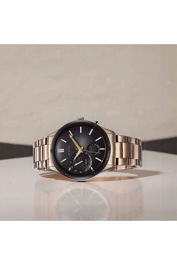 Stellar Multifunction Brown Dial Brown Stainless Steel Strap Watch For Men