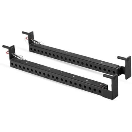 Titan Series Flip-Down Safety Bars, 42" Depth Spotter Arms, Rated 3,000 LB, Safety Bars for 3"x3" Uprights with Plastic Liner Protection, Spotter Arms for Squat Rack