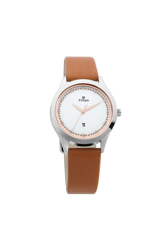 Sparkle White Dial Analog Date Function Watch for Women