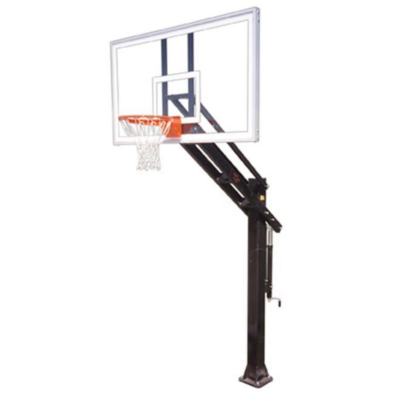NewAlthlete Titan Supreme Steel-Acrylic in Ground Adjustable Basketball System, Sienna Orange