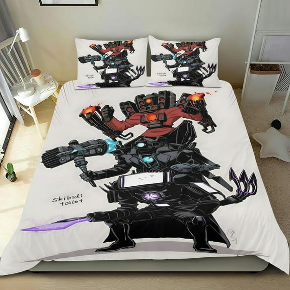 Titan TV Man Themed Bed Sheet Set Three Piece Set 53x79 Inches Comfortable And Skin Friendly Unique Design Creating A Star Studded Night