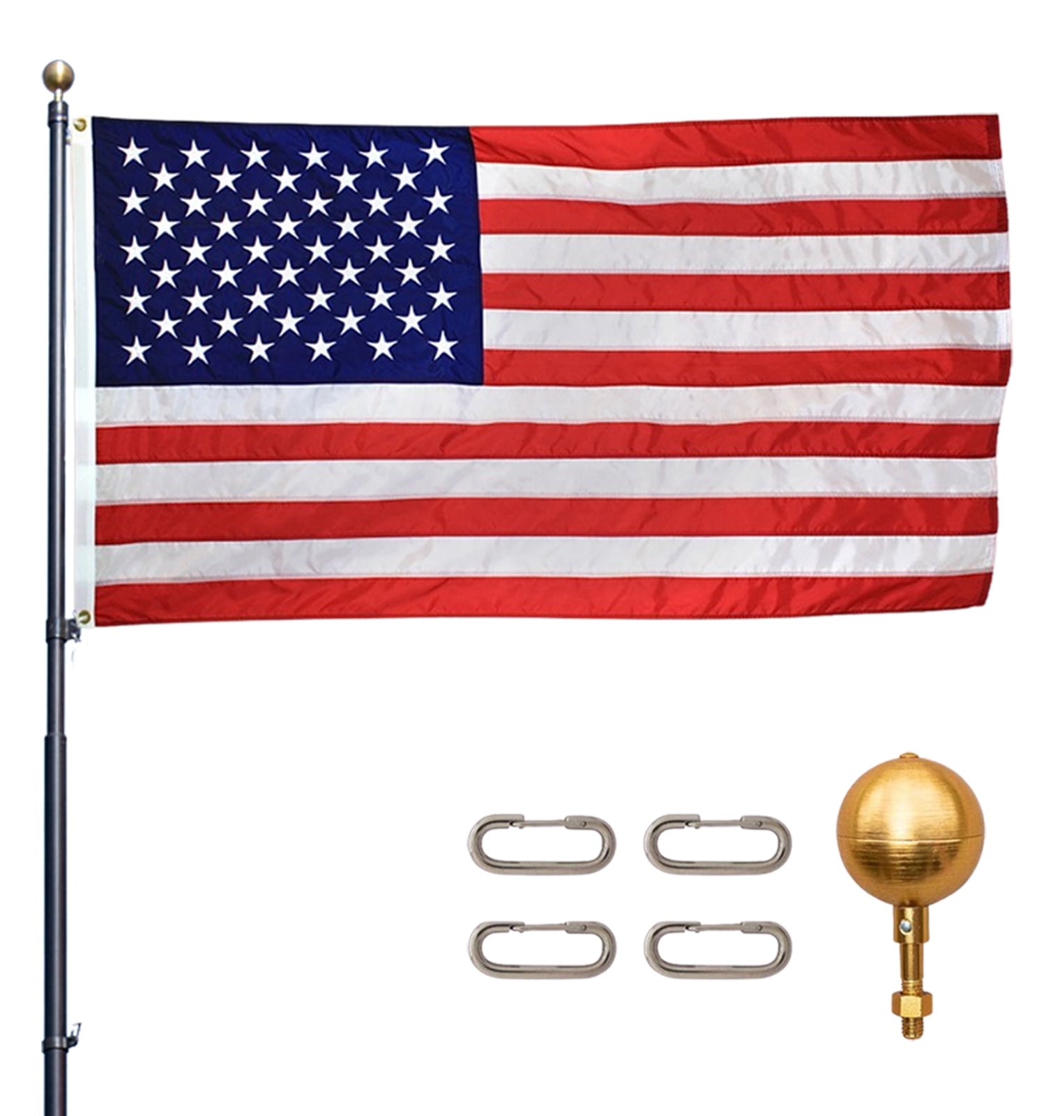 Titan Telescoping Flag Poles, Bronze 20ft- Heavy Duty Aluminum Flag Pole Kit, Kit Includes, Telescoping Flagpole, Hardware to Hang 2 flags, 4 x 6 American Flag, and Installation Instructions