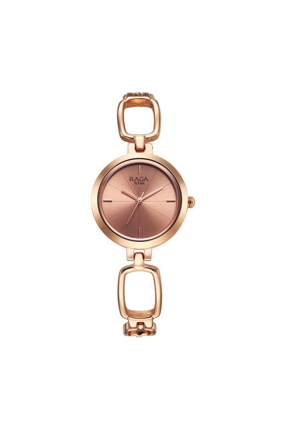 Women Brass Analog Rose Gold Dial Casual Watch, Band Color-Gold