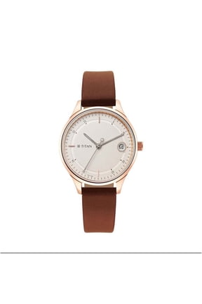 Titan Women Leather Analog White Dial Watch-2649Wl01/Np2649Wl01, Band Color-Brown