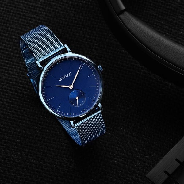 Titan Slimline Blue Dial Analog Stainless Steel Strap Watch for Women&nbsp;
