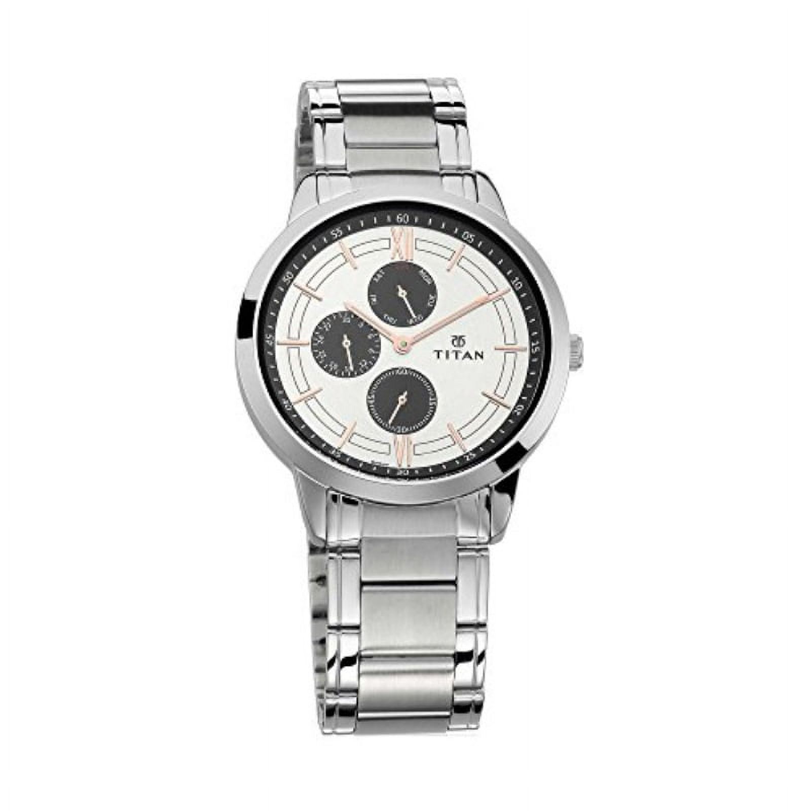 Titan Workwear Men?s Chronograph Watch - Quartz, Water Resistant, Stainless Steel Strap - Silver Band and Silver Dial - image 1 of 1