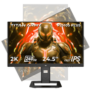 Titan army P2510S PLUS 24.5 Inch Gaming Monitor, 240Hz 1440P QHD2560 1440, Fast IPS, 240Hz, 1ms, Adaptive Sync, 123% sRGB HDR - Black