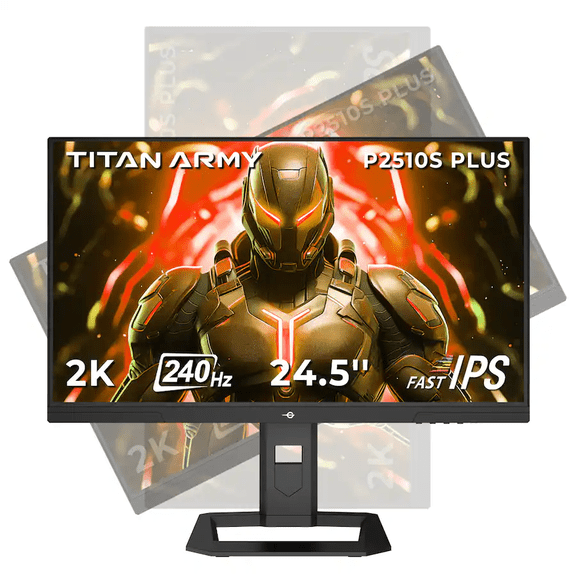 Titan army P2510S PLUS 24.5 Inch Gaming Monitor, 240Hz 1440P QHD(2560×1440), Fast IPS, 240Hz, 1ms, Adaptive Sync, 123% sRGB HDR - Black