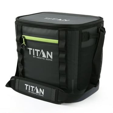 Titan by Artic Zone 24 Can Welded Soft Cooler with Waterproof Exterior, Black & Green, 19 QT