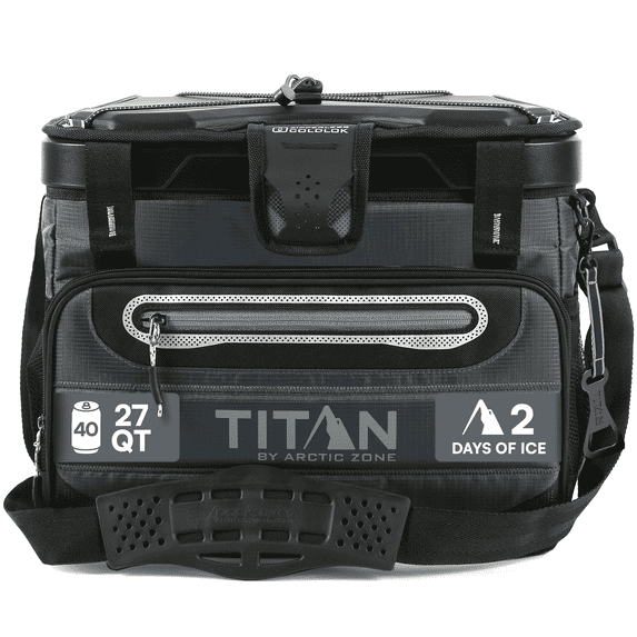 Titan by Arctic Zone 40 Can, 27 Quart Collapsible Zipperless Soft Cooler, Basalt Gray